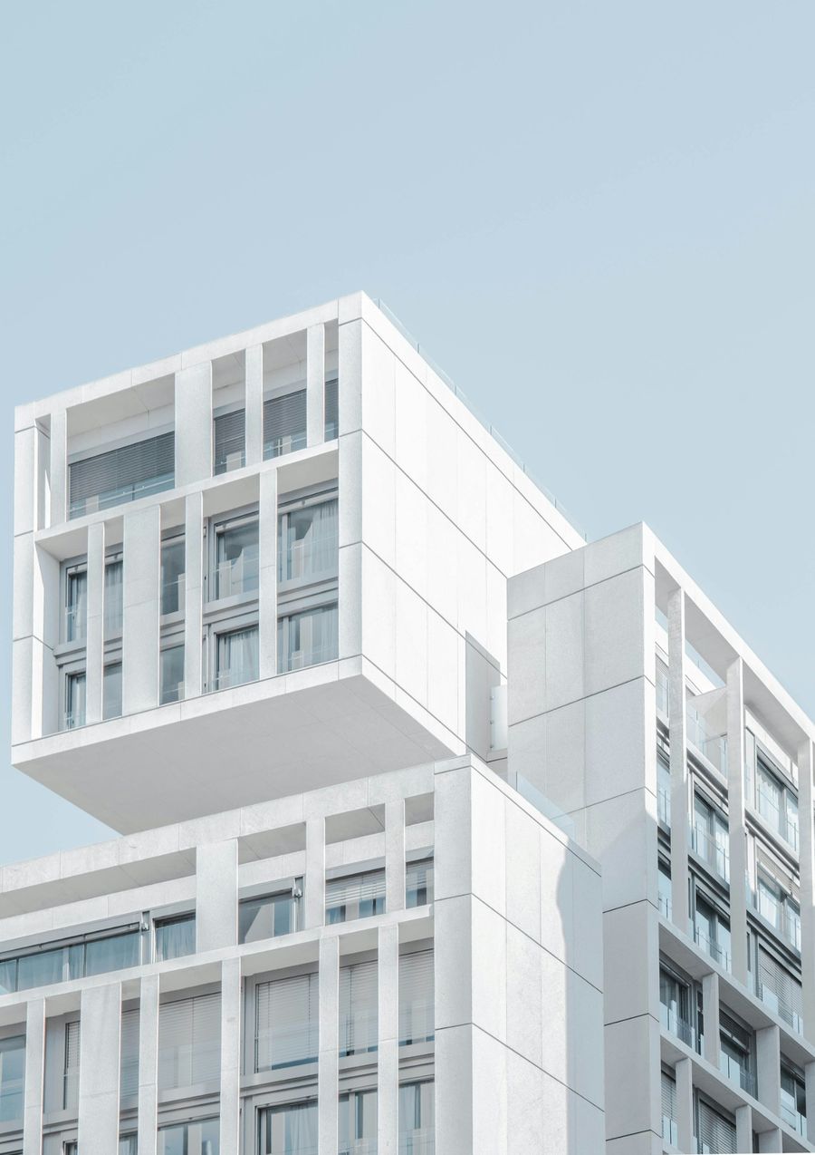Modern building exterior for construction planning